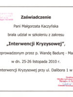 Certyfikat Interwencja Kryzysowa Magorzata Jolanta Kaczynska scaled 1