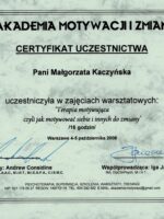 Certyfikat Terapia motywujca Magorzata Jolanta Kaczyska scaled 1