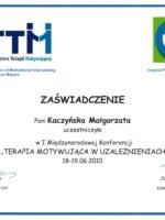 Certyfikat Terpaia motywujca w uzalenieniach Magorzata Jolanta Kaczyska scaled 1